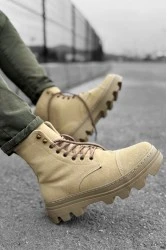 Mens Boots - Beige Suede - 023