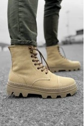 Mens Boots - Beige Suede - 023