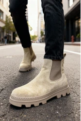 Men’s Boots - Beige Suede - 113