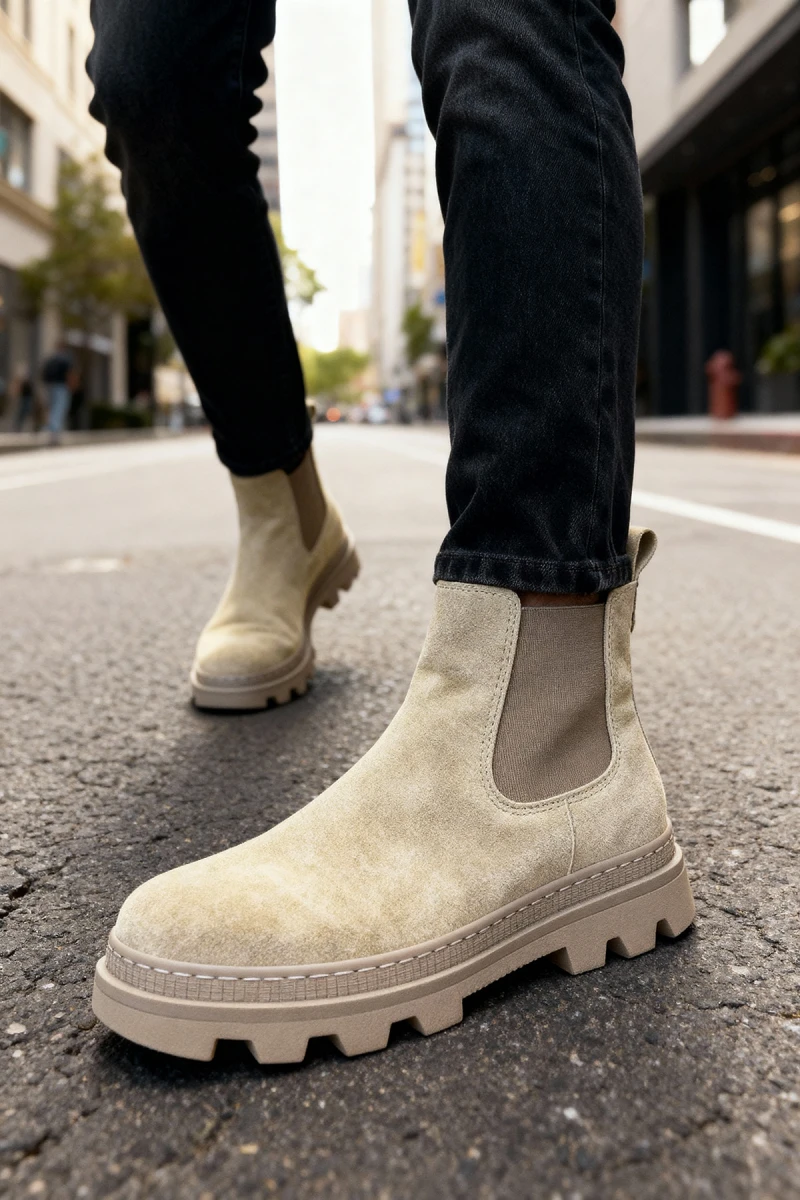 Men’s Boots - Beige Suede - 113