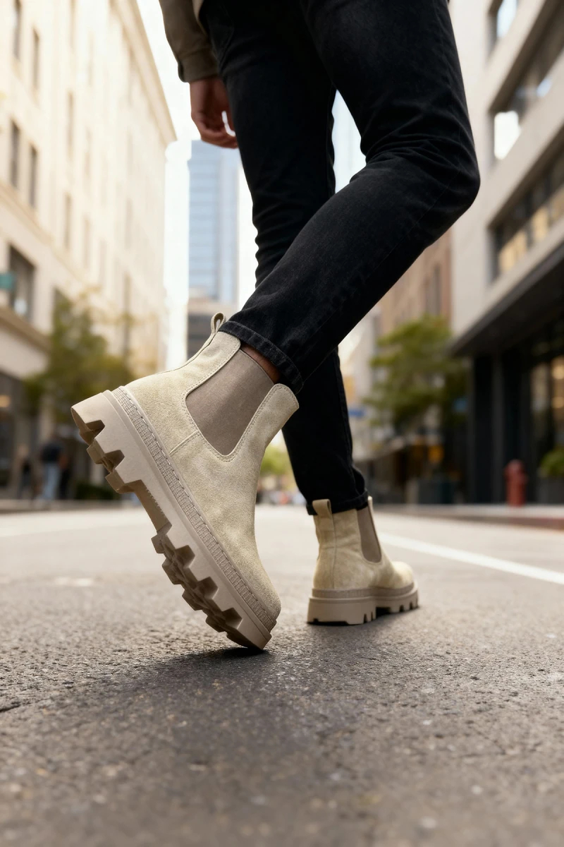 Men’s Boots - Beige Suede - 113