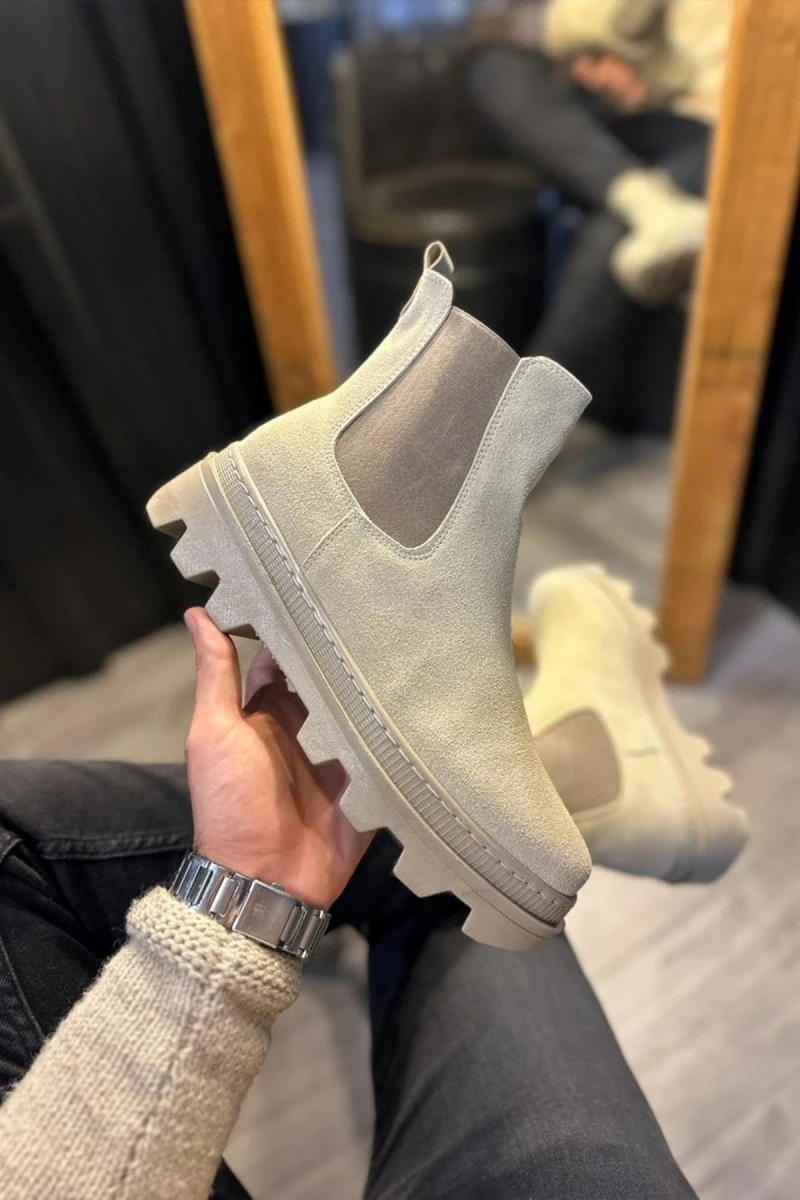 Men’s Boots - Beige Suede - 113