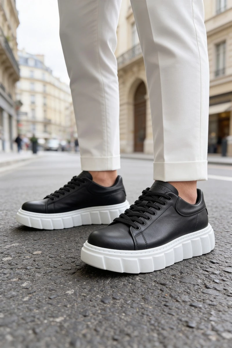 Mens Sneakers - Black White - 144