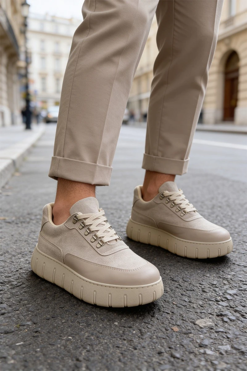 Mens Sneakers - Beige Suede - 600