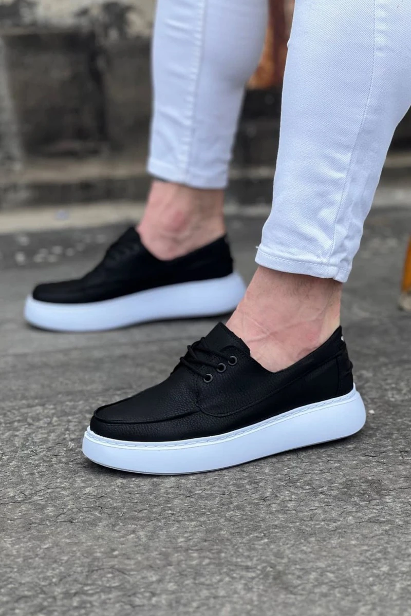 Men’s Casual Shoes - Black White - 508