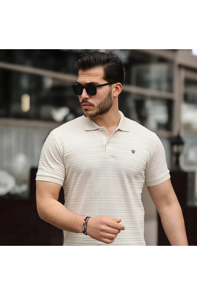 Mens Polo T-shirt - Beige - 002