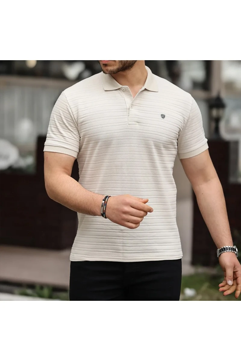 Mens Polo T-shirt - Beige - 002