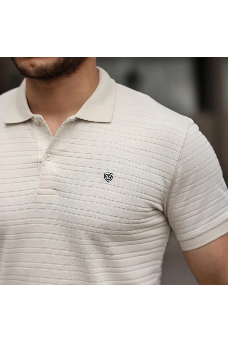 Mens Polo T-shirt - Beige - 002