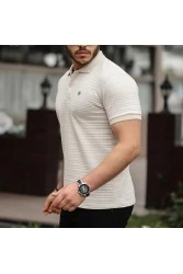 Mens Polo T-shirt - Beige - 002