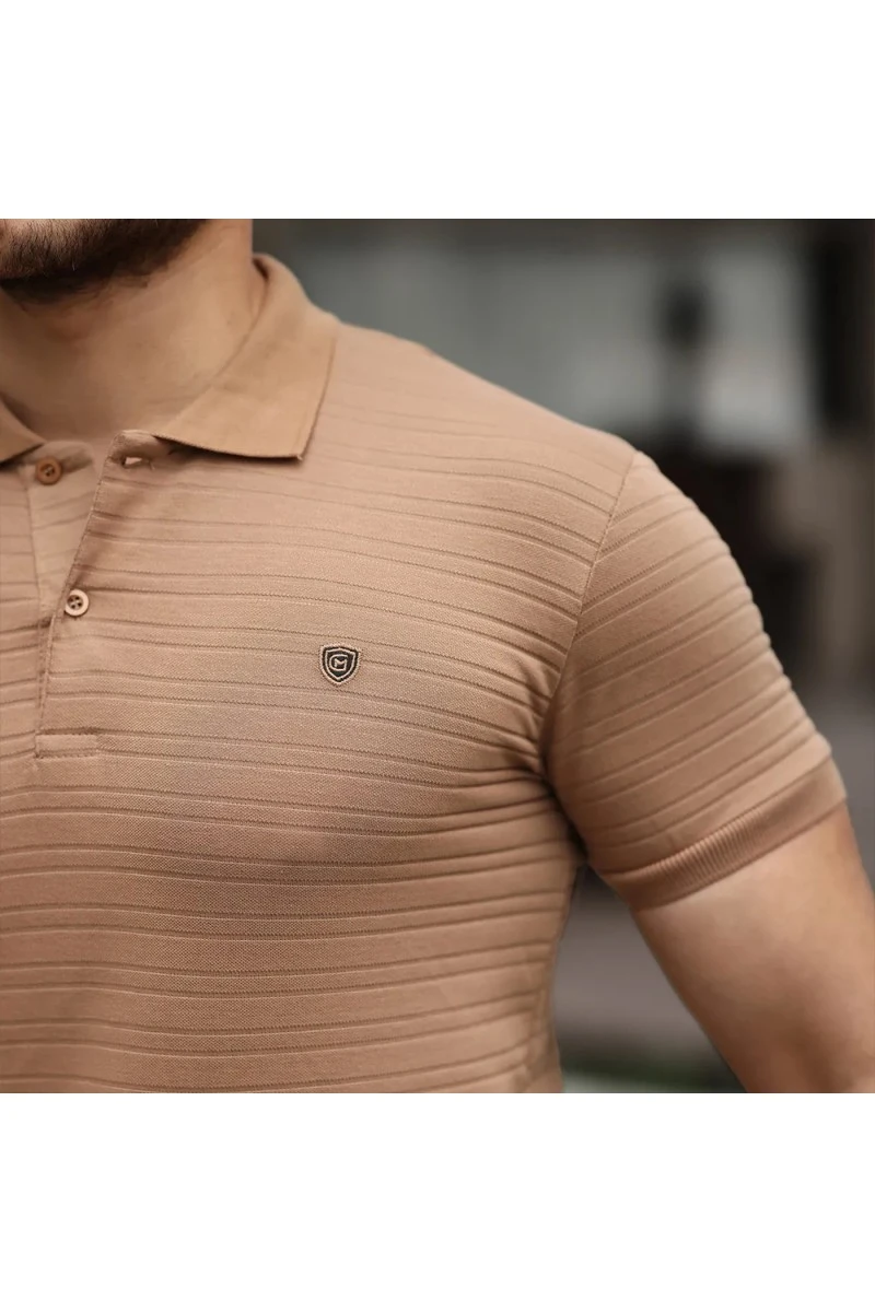 Mens Polo T-shirt - Caramel - 002