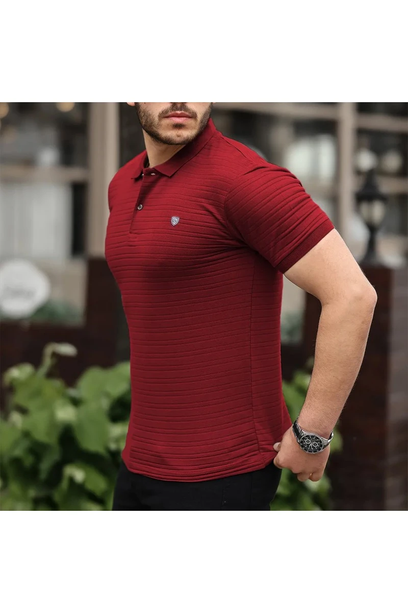 Mens Polo T-shirt - Claret Red - 002