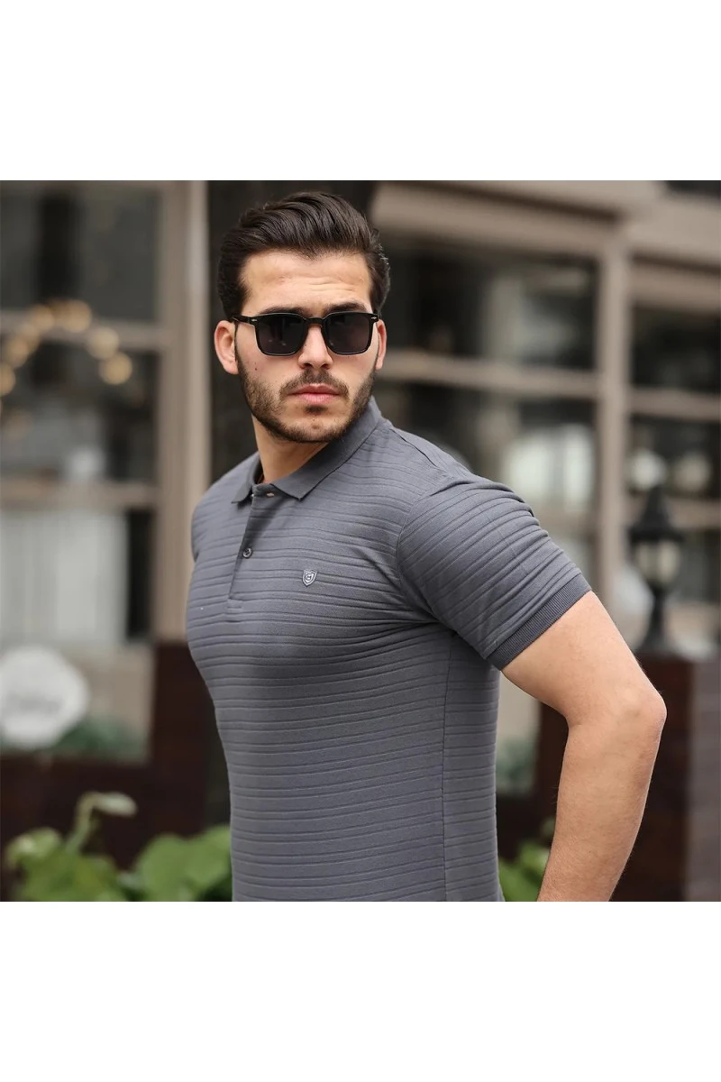 Mens Polo T-shirt - Dark Gray - 002