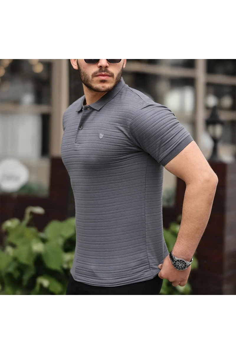 Mens Polo T-shirt - Dark Gray - 002