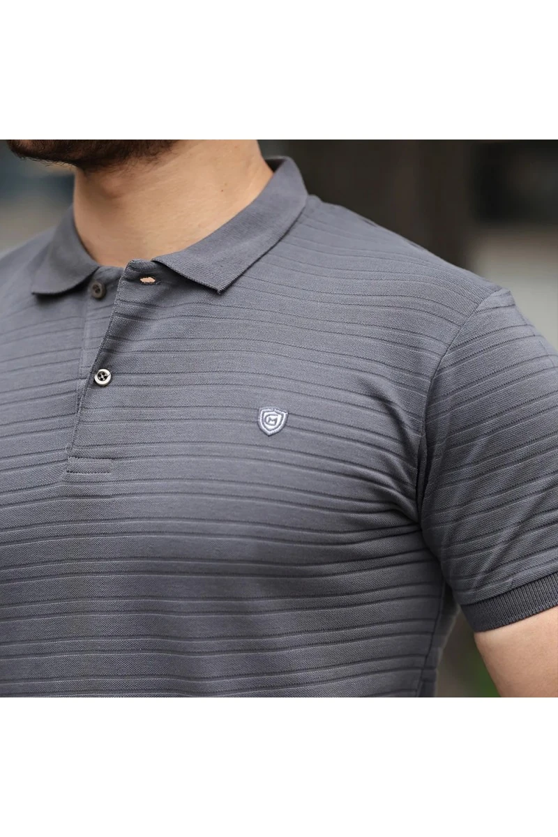 Mens Polo T-shirt - Dark Gray - 002