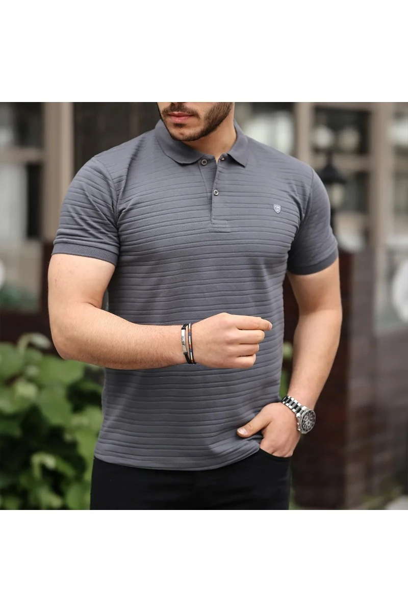 Mens Polo T-shirt - Dark Gray - 002
