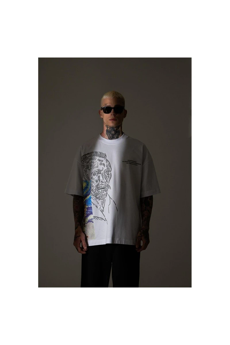 Unisex Oversized T-shirt - White - VAN GOGH