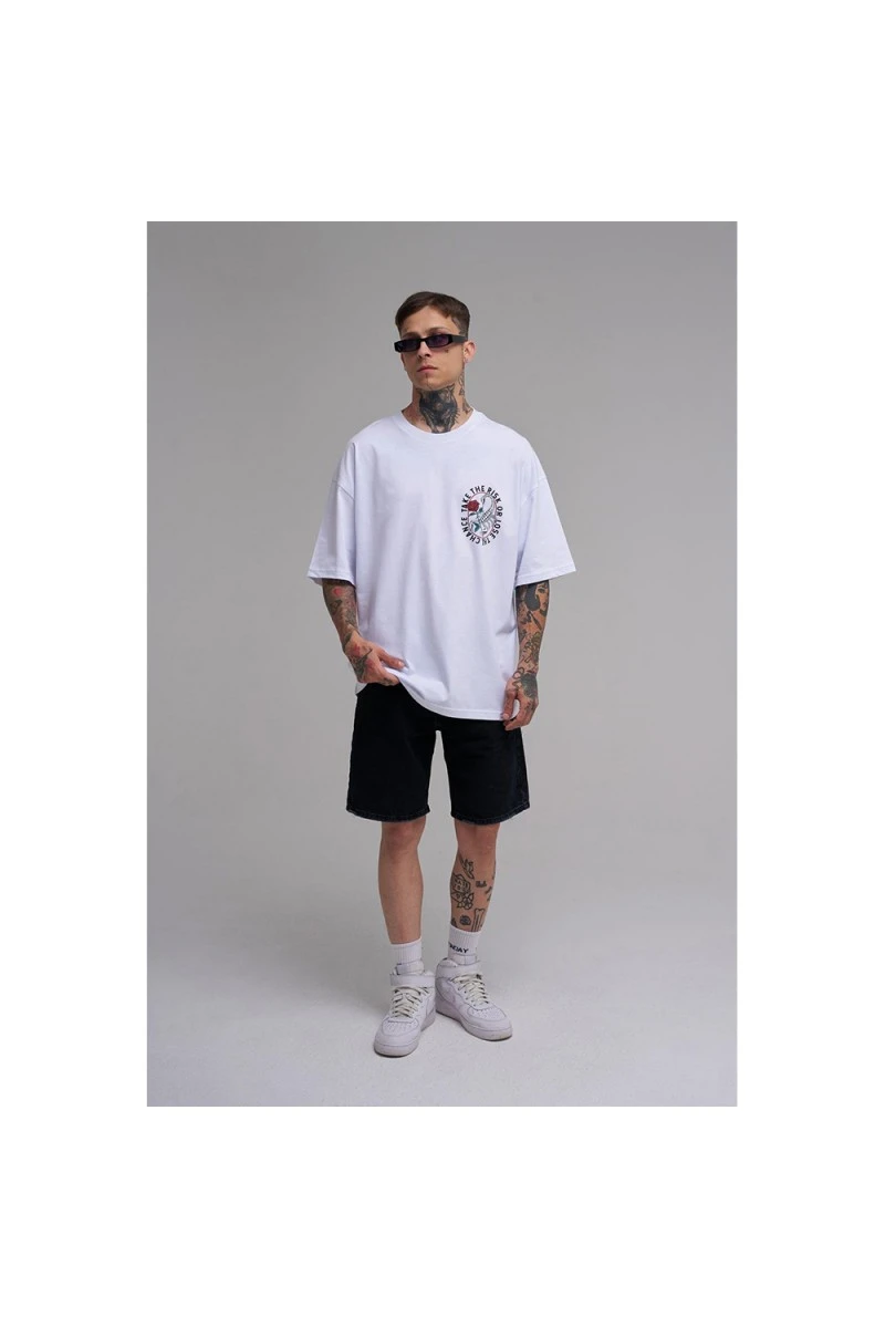 Unisex Oversized T-shirt - White - Rose