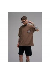 Unisex Oversized T-shirt - Brown - Rose