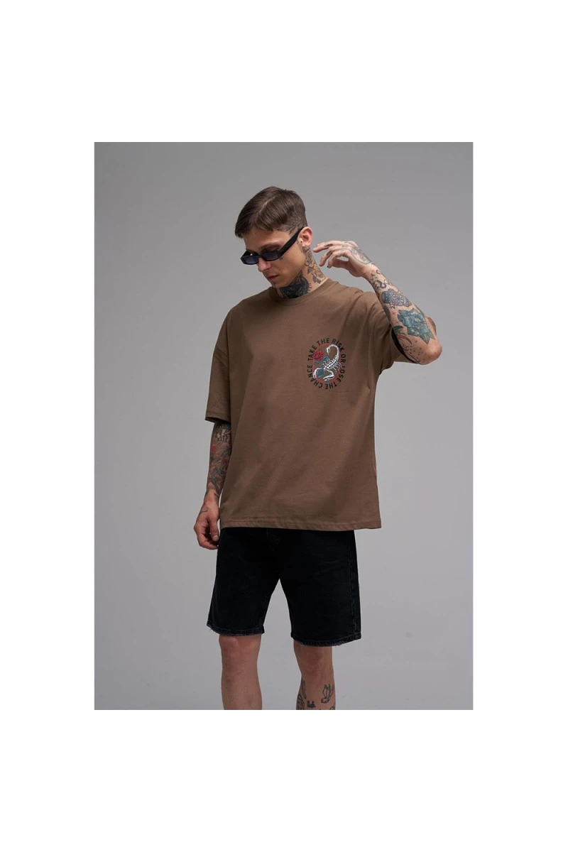 Unisex Oversized T-shirt - Brown - Rose