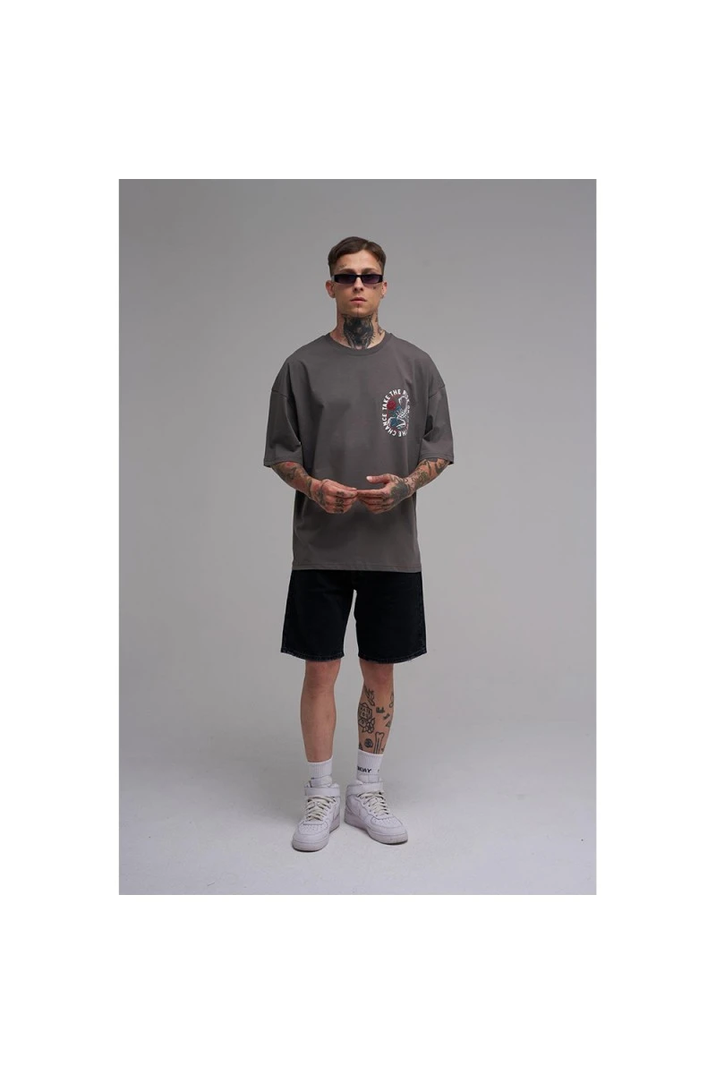 Unisex Oversized T-shirt - Gray - Rose