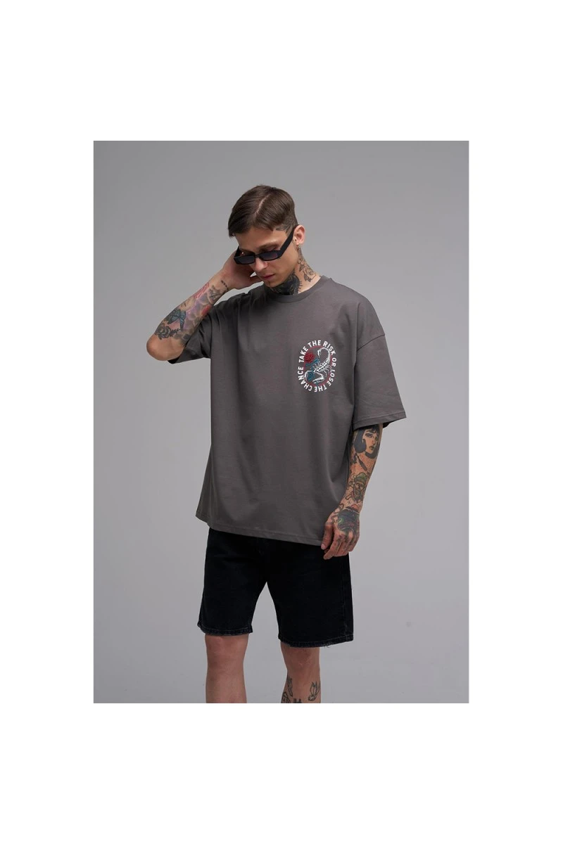 Unisex Oversized T-shirt - Gray - Rose