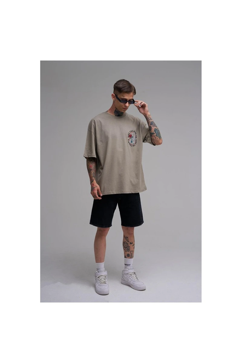 Unisex Oversized T-shirt - Khaki - Rose