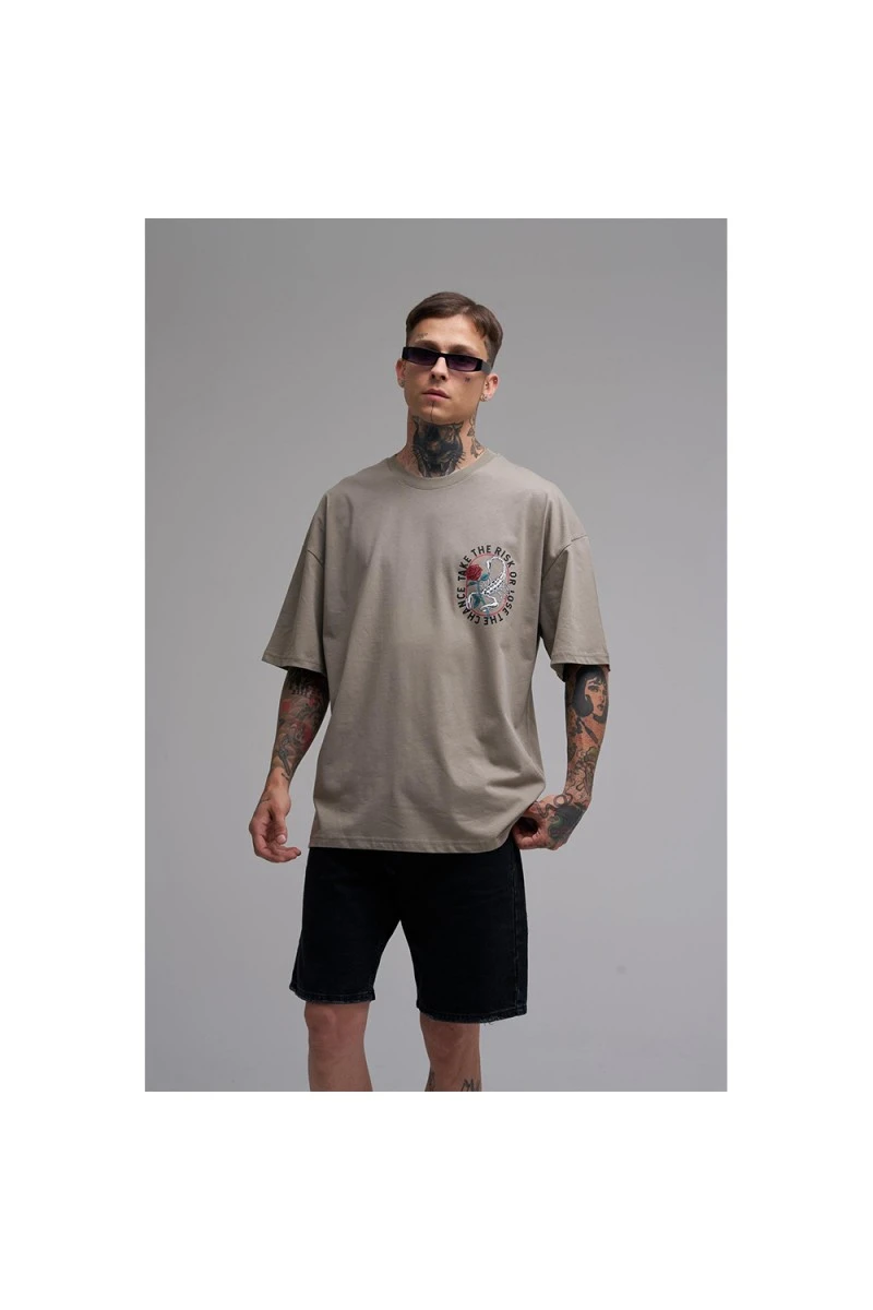 Unisex Oversized T-shirt - Khaki - Rose