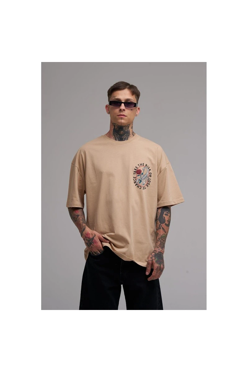 Unisex Oversized T-shirt - Beige - Rose