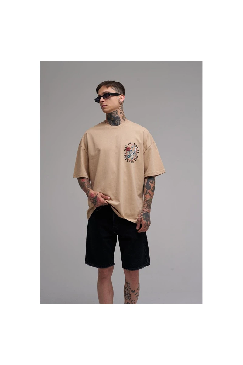 Unisex Oversized T-shirt - Beige - Rose