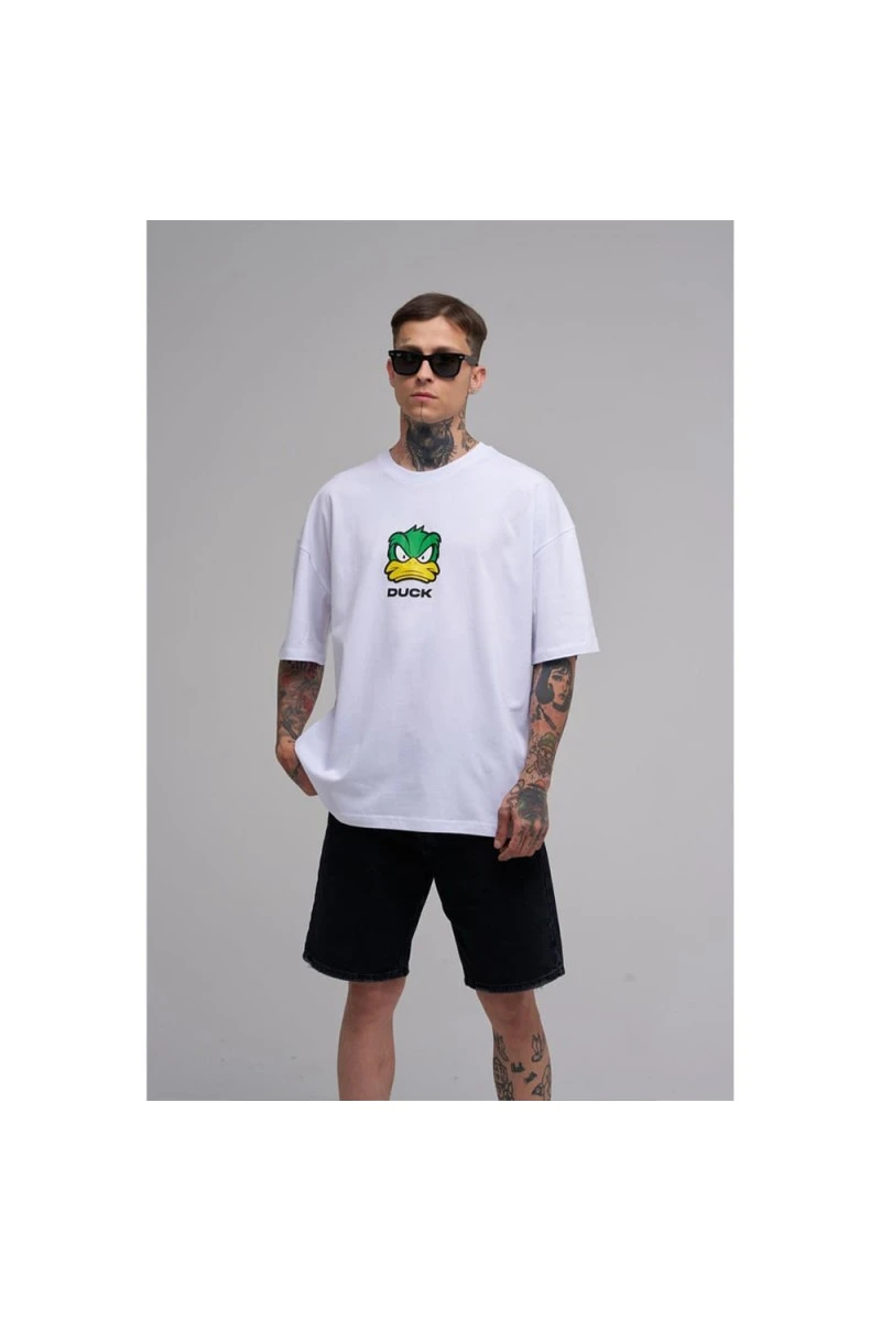 Unisex Oversized T-shirt  - White - Duck