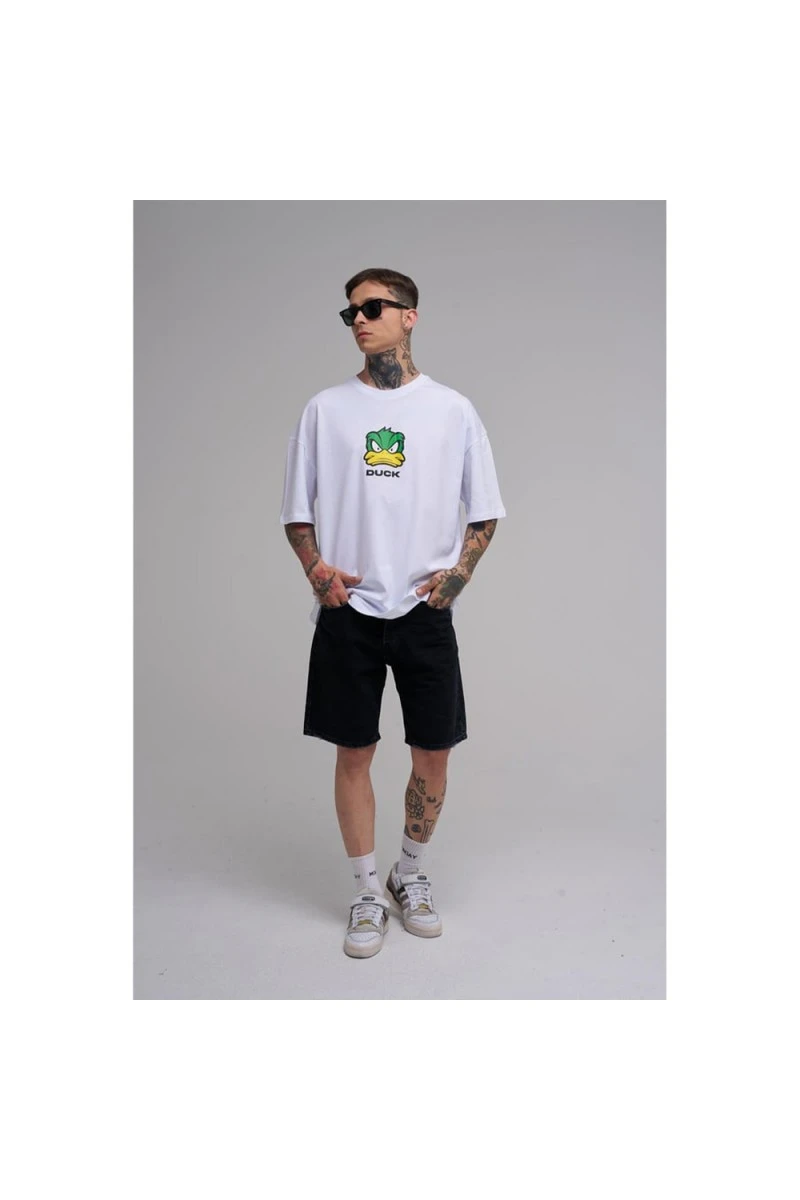 Unisex Oversized T-shirt  - White - Duck