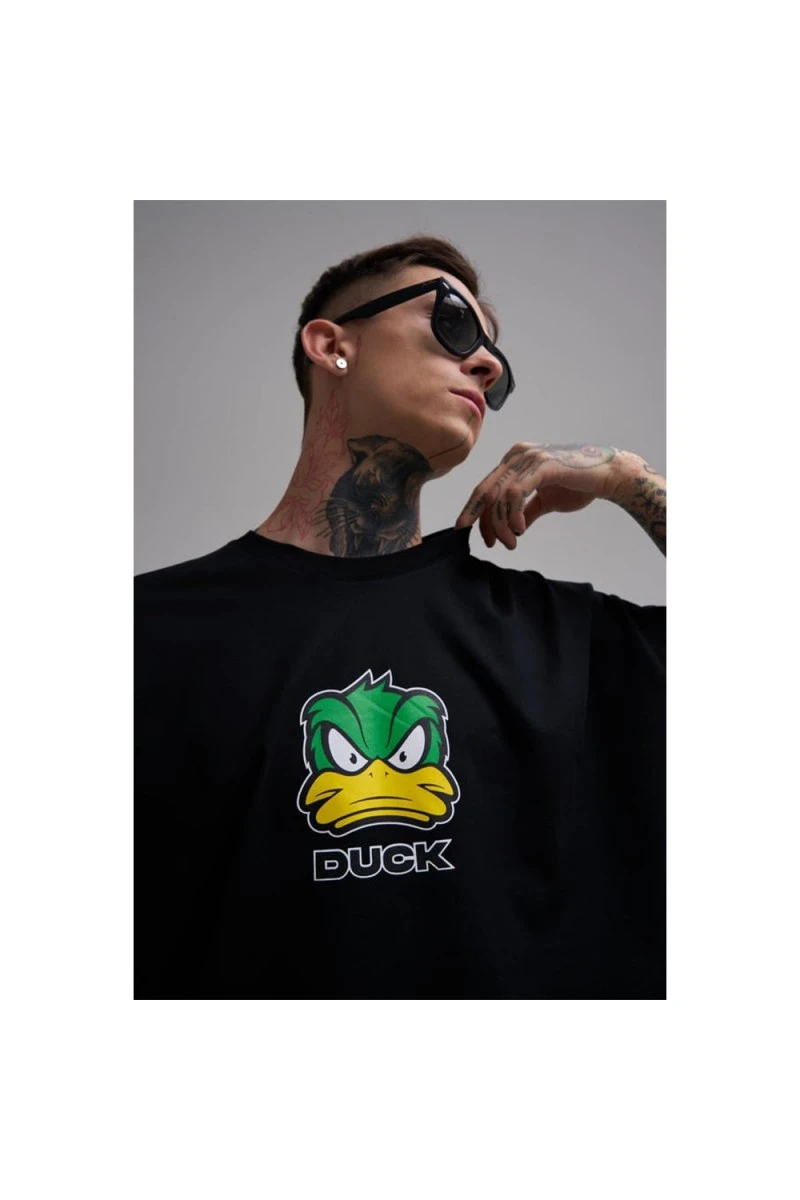 Unisex Oversized T-shirt - Black - Duck