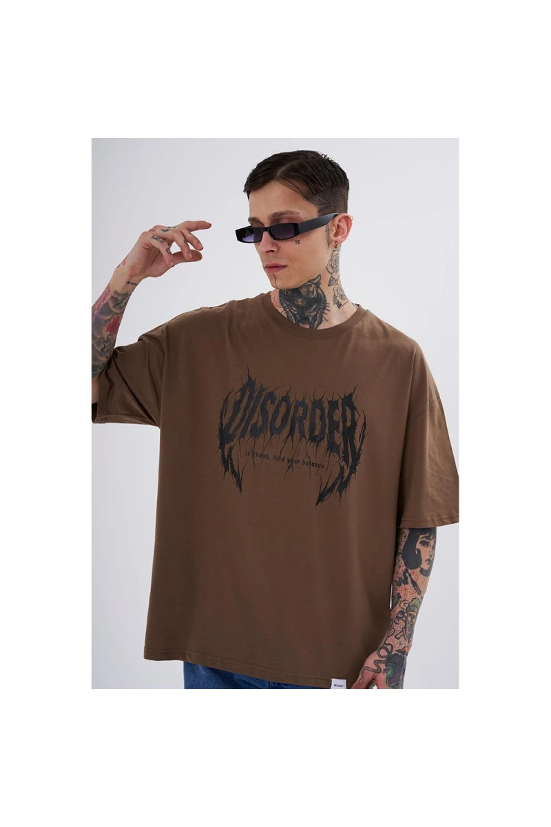 Unisex Oversized T-shirt - Brown - Disorder