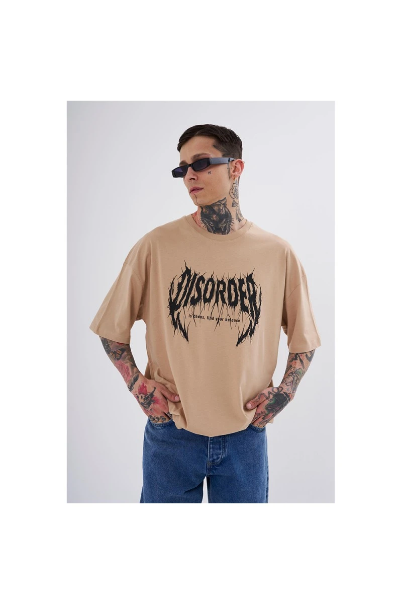 Unisex Oversized T-shirt - Beige - Disorder