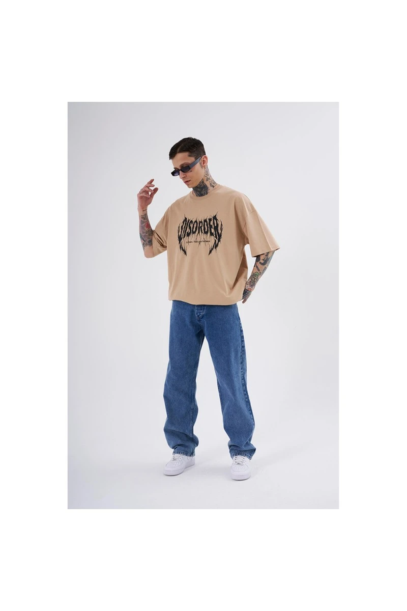 Unisex Oversized T-shirt - Beige - Disorder