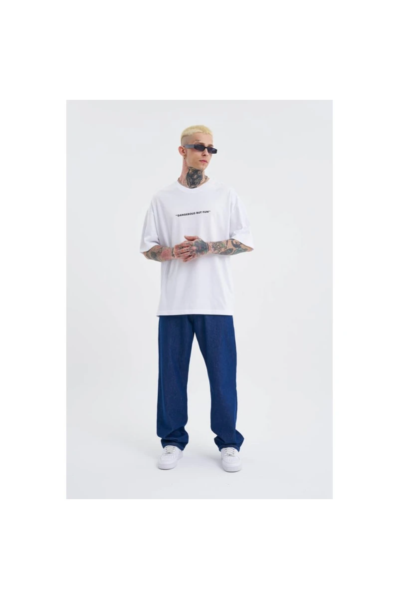 Unisex Oversized T-shirt - White - Dangerous But Fun