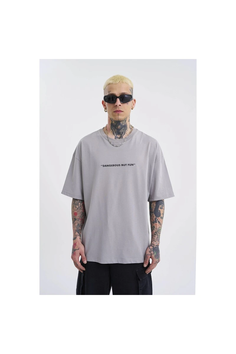 Unisex Oversized T-shirt - Ice Gray - Dangerous But Fun