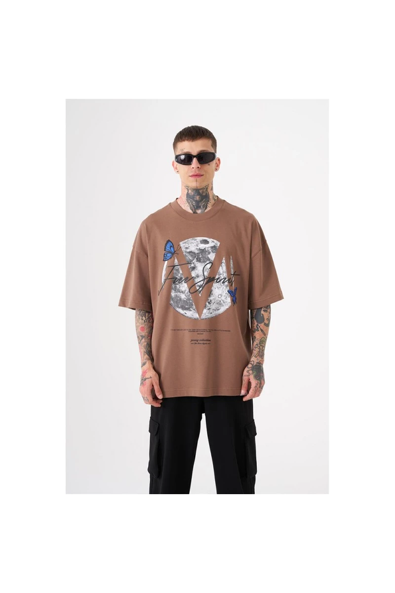 Unisex Oversized T-shirt - Brown - Free Spirit