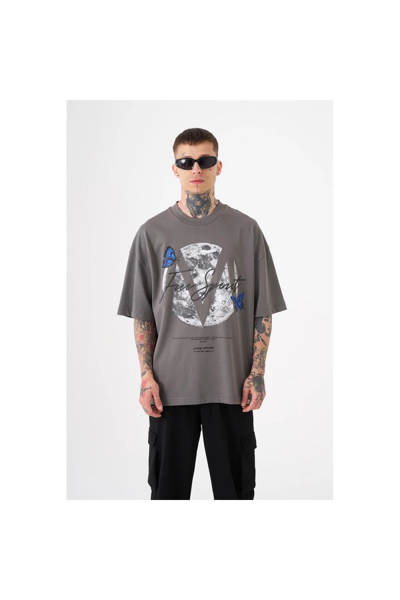 Unisex Oversized T-shirt - Dark Gray - Free Spirit
