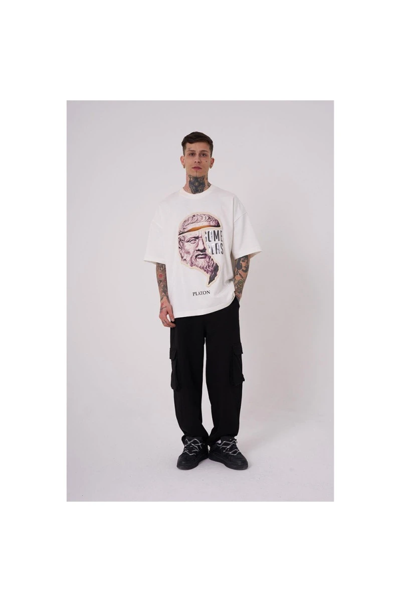 Unisex Oversized T-shirt - Ecru - Platon