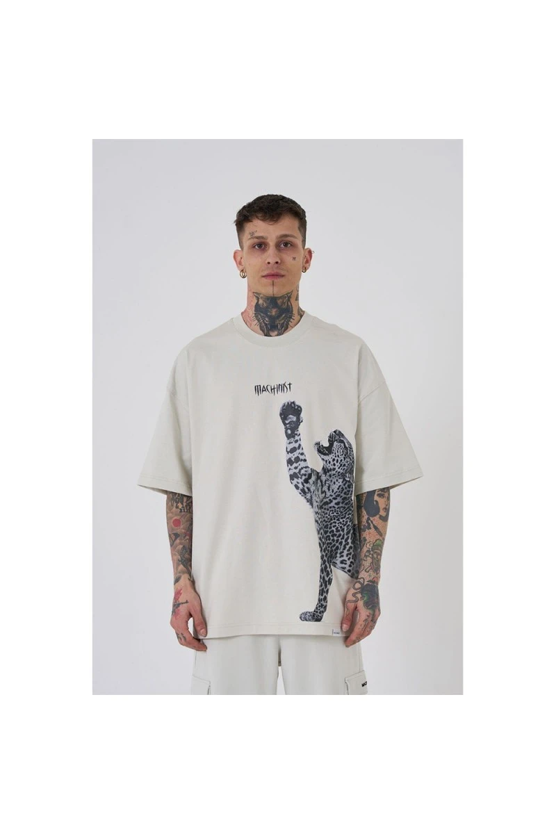 Unisex Oversized T-shirt  - Gray - Leopard