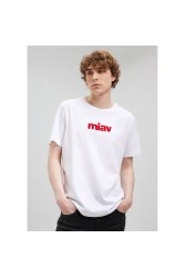 Mens T-shirt - White Red - Miav