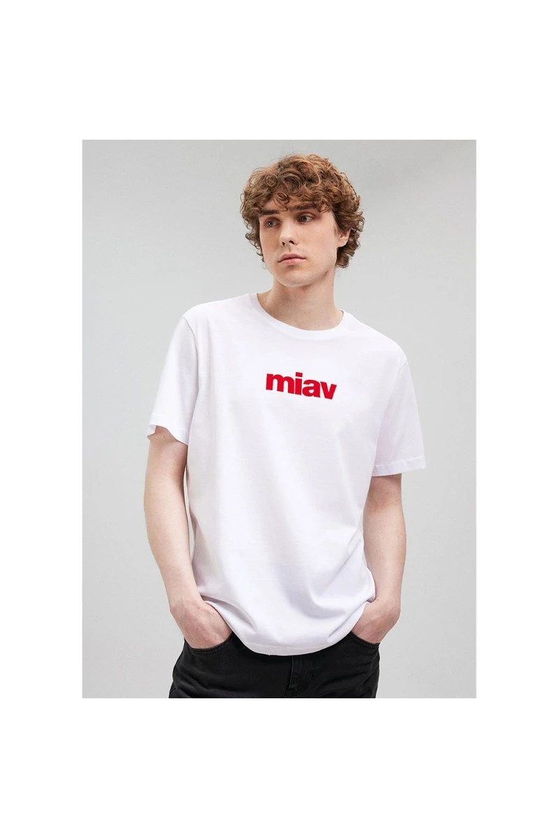 Mens T-shirt - White Red - Miav