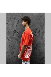 Mens Oversized T-shirt - Red - Skeleton