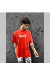 Mens Oversized T-shirt - Red - Skeleton