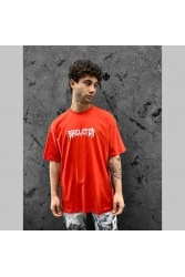 Mens Oversized T-shirt - Red - Skeleton
