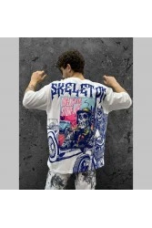 Mens Oversized T-shirt - White - Skeleton