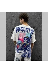 Mens Oversized T-shirt - White - Skeleton