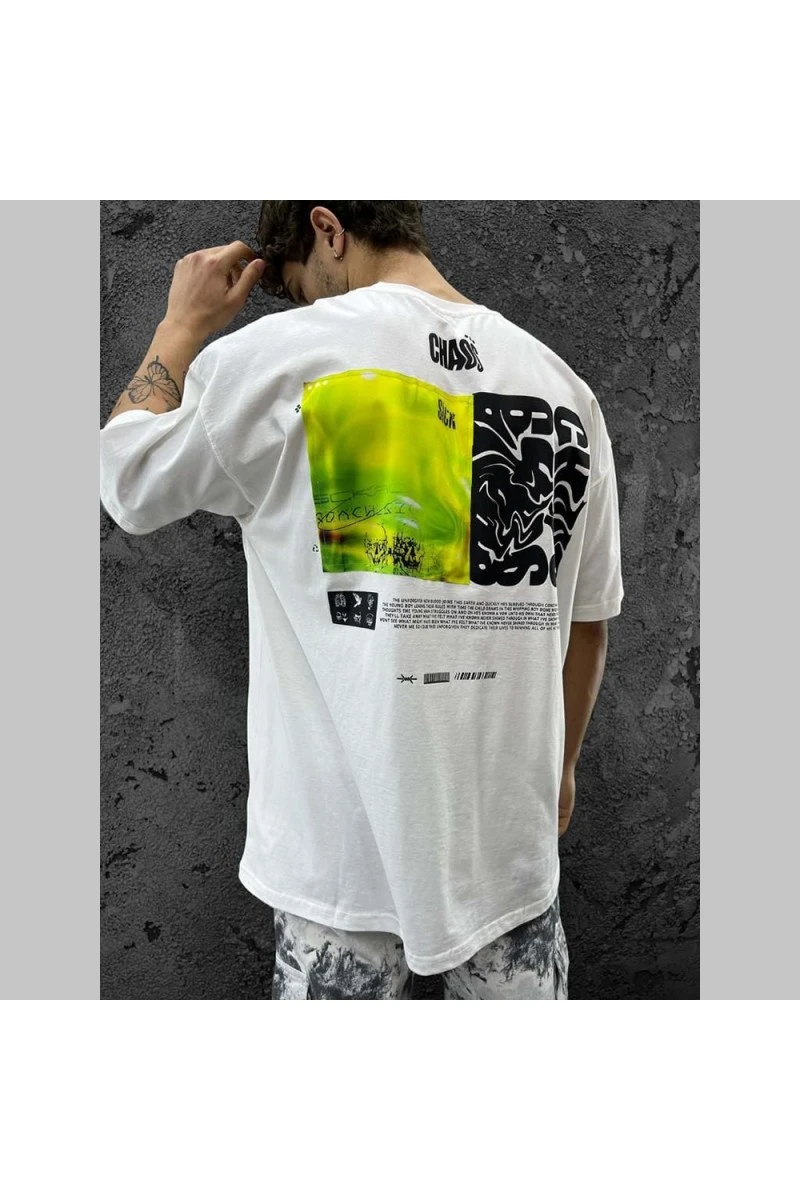 Mens Oversized T-shirt - White - Chaos