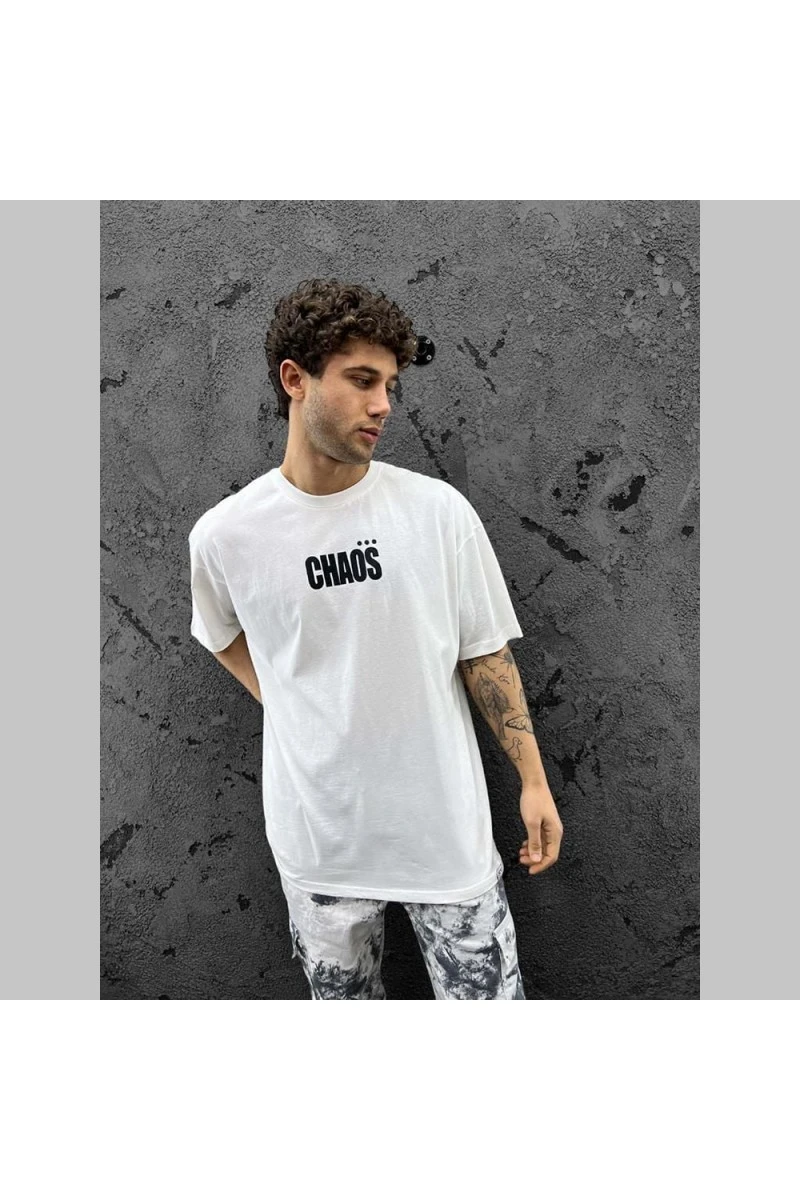 Mens Oversized T-shirt - White - Chaos